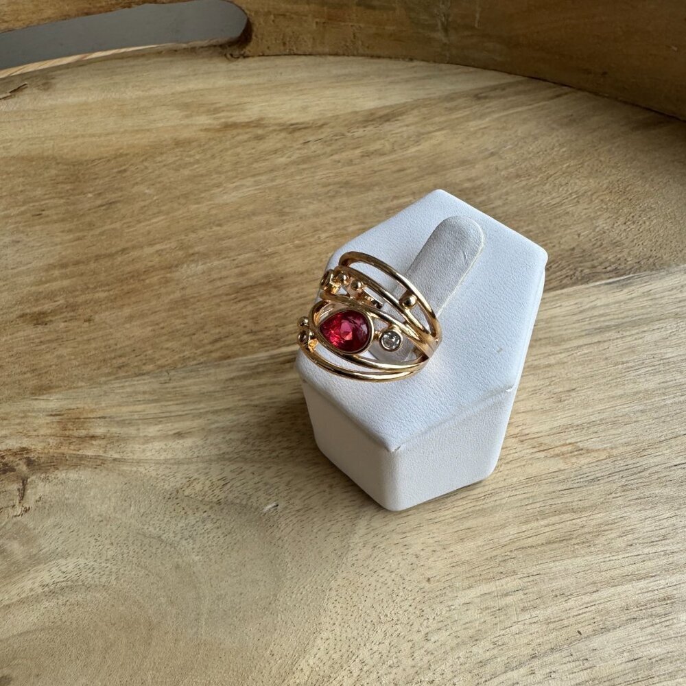 RED RUBY STONE  BRIDAL RING S6 - Picture 5 of 6